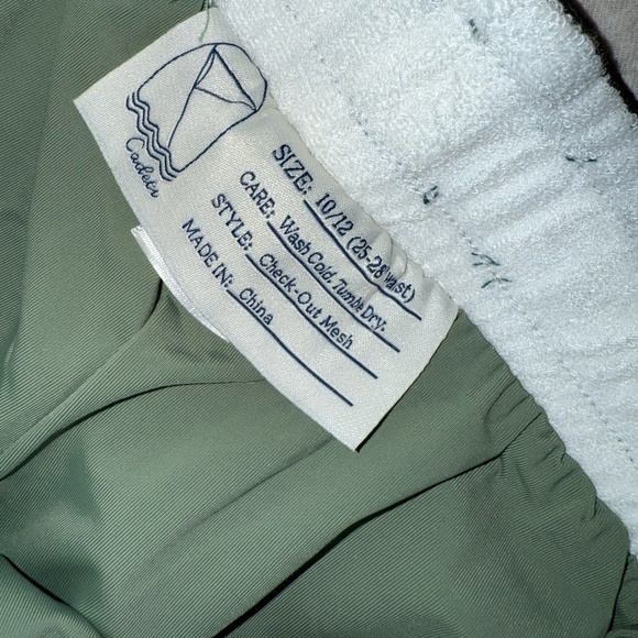 Cadets Check Out Mesh Shorts in Green SZ 10/12 (25-28” Waist) NWOT - Picture 2 of 3
